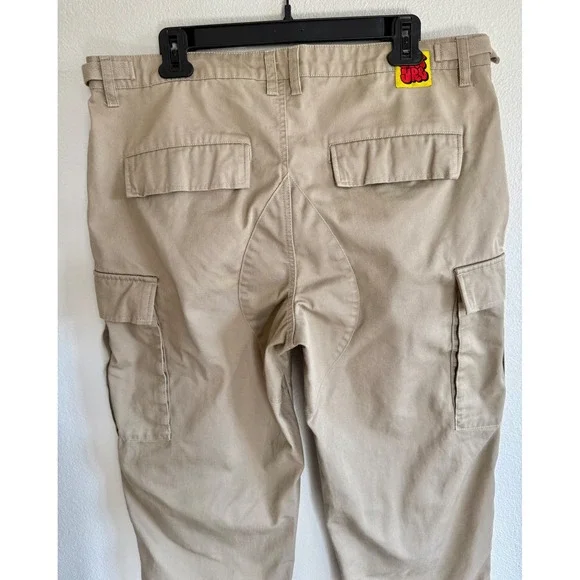 Empyre Relax Men's Skater Cargo Pants Size 32 Tan Baggy Adjustable Drawstring - Picture 8 of 9